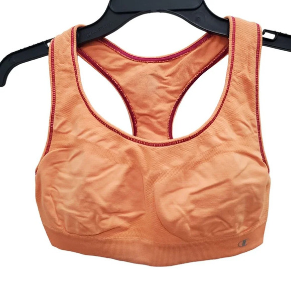 Champion Orange Contrast Stitch Medium Support Wireless Racerback Sports Bra L - Picture 1 of 7